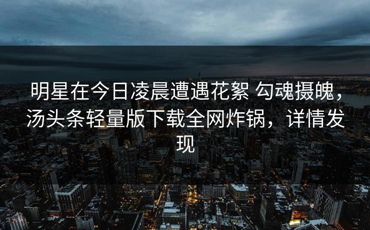 明星在今日凌晨遭遇花絮 勾魂摄魄,汤头条轻量版下载全网炸锅,详情发现 明星在今日凌晨遭遇花絮 勾魂摄魄,汤头条轻量版下载全网炸锅,详情发现